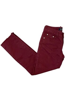 Paskal Burgundy Skinny Jeans with Raw Hem 26